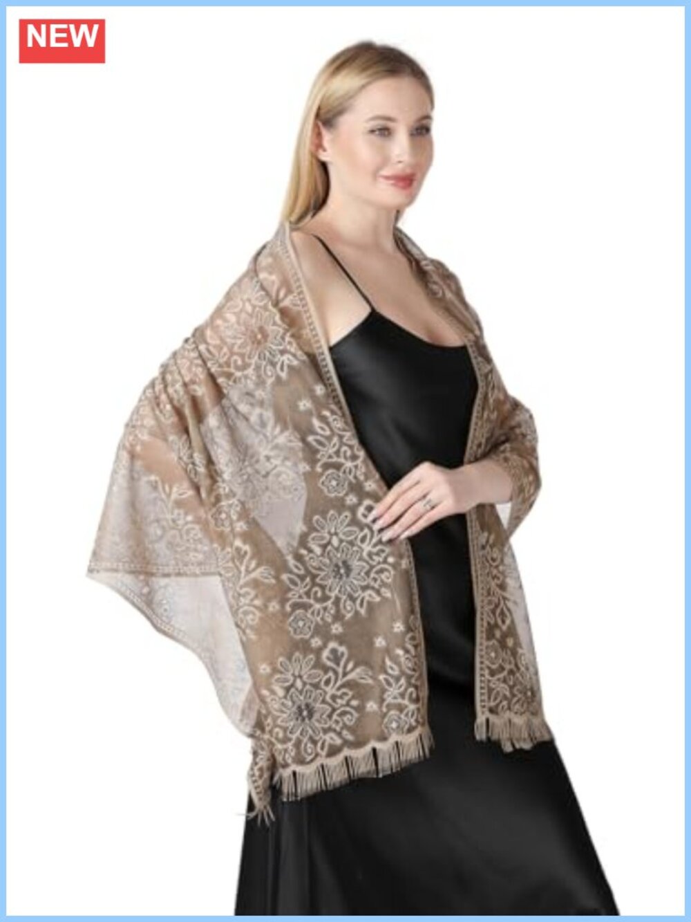 Lace Shawl Wrap for Evening Dresses Wedding Formal Scarf One Size - Picture 3 of 4